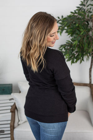 Michelle Mae Brittney Button Sweater - Black - Ella Lane is your new bestie! These sweaters are soft as a cloud, have