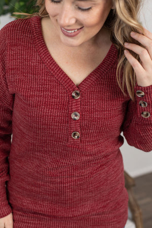 Michelle Mae Brittney Button Sweater - Berry - Ella Lane is your new bestie! These sweaters are soft as a cloud, have