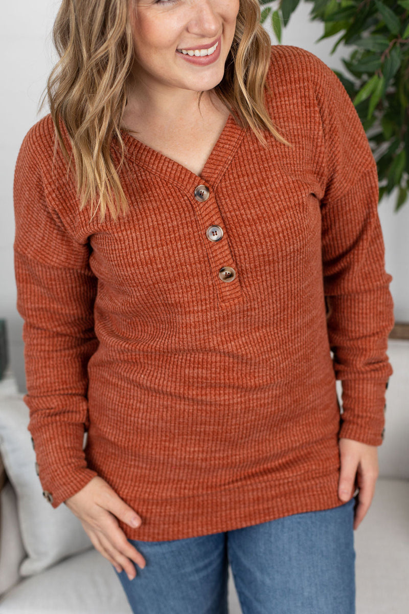 Michelle Mae Brittney Button Sweater - Pumpkin