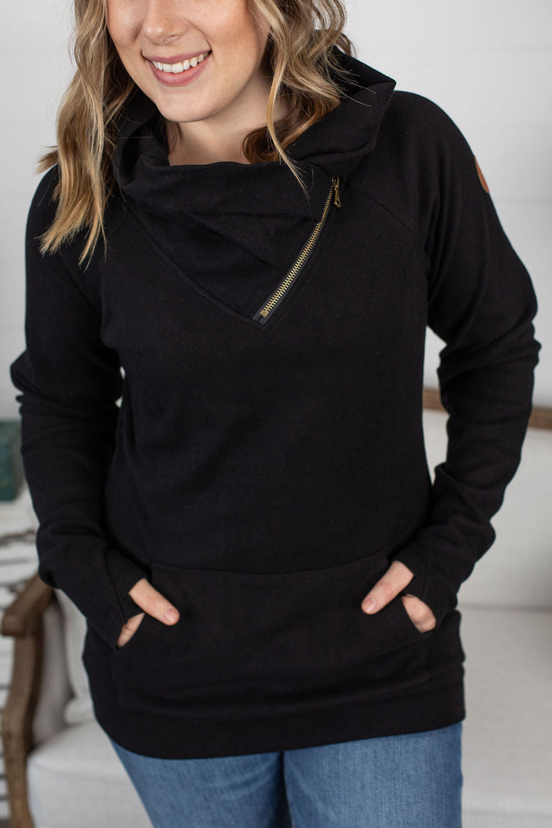 Michelle Mae Classic ZipCowl Sweatshirt - Black