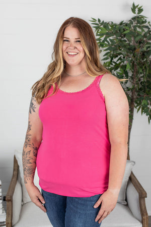 Michelle Mae Lexi Lace Tank - Hot Pink