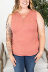 Michelle Mae Addison Henley Tank - Dark Pink w/White Stripes - Ella Lane Our is the softest base layering piece you’ll