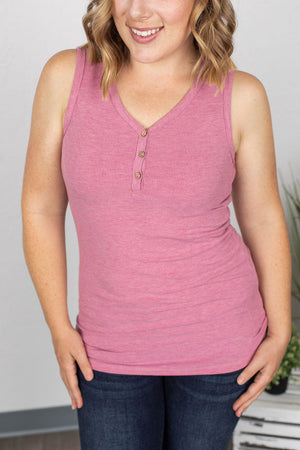 Michelle Mae Addison Henley Tank - Heathered Raspberry - Ella Lane Our is the softest base layering piece you’ll ever