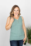 Michelle Mae Addison Henley Tank - Heathered Sage - Ella Lane Our is the softest base layering piece you’ll ever feel!