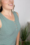 Michelle Mae Addison Henley Tank - Heathered Sage - Ella Lane Our is the softest base layering piece you’ll ever feel!