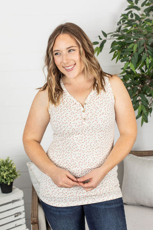 Michelle Mae Addison Henley Tank - Cream Micro Floral - Ella Lane Our is the softest base layering piece you’ll ever