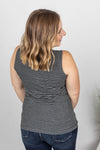 Michelle Mae Addison Henley Tank - Charcoal w/White Stripes - Ella Lane Our is the softest base layering piece you’ll
