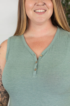 Michelle Mae Addison Henley Tank - Heathered Sage - Ella Lane Our is the softest base layering piece you’ll ever feel!