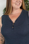 Michelle Mae Addison Henley Tank - Navy w/ White Stripe - Ella Lane Our is the softest base layering piece you’ll ever