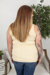 Michelle Mae Addison Henley Tank - Yellow Stripes - Ella Lane Our is the softest base layering piece you’ll ever feel!