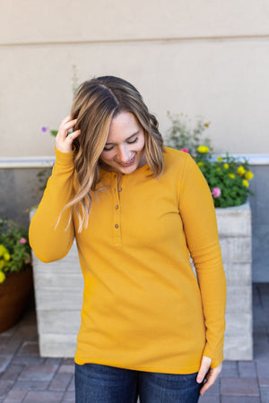 Michelle Mae Harper Long Sleeve Henley - Mustard