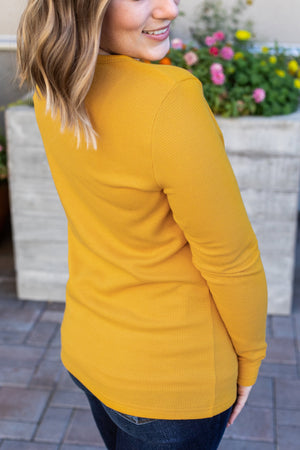 Michelle Mae Harper Long Sleeve Henley - Mustard