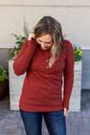 Michelle Mae Harper Long Sleeve Henley - Dark Rust