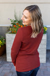 Michelle Mae Harper Long Sleeve Henley - Dark Rust