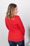 Michelle Mae Harper Long Sleeve Henley - Red - Ella Lane The perfect long sleeve top! Amazing fabric that is warm