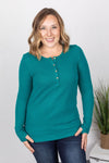 Michelle Mae Harper Long Sleeve Henley - Teal - Ella Lane The perfect long sleeve top! Amazing fabric that is warm