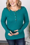 Michelle Mae Harper Long Sleeve Henley - Teal - Ella Lane The perfect long sleeve top! Amazing fabric that is warm