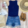 Michelle Mae Addison Henley Tank - Navy - Ella Lane Our is the softest base layering piece you’ll ever feel!