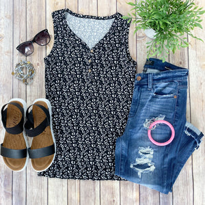 Michelle Mae Addison Henley Tank - Black and White Leopard - Ella Lane Our is the softest base layering piece you’ll