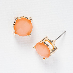 Peach Blossom Earrings - Ella Lane Dazzling peach colored studs set in gold. 0.25 0.052 oz.