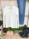 Michelle Mae Harper Long Sleeve Henley - White - Ella Lane The perfect long sleeve top! Amazing fabric that is warm