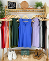Michelle Mae Addison Henley Tank - Blue - Ella Lane Our is the softest base layering piece you’ll ever feel!