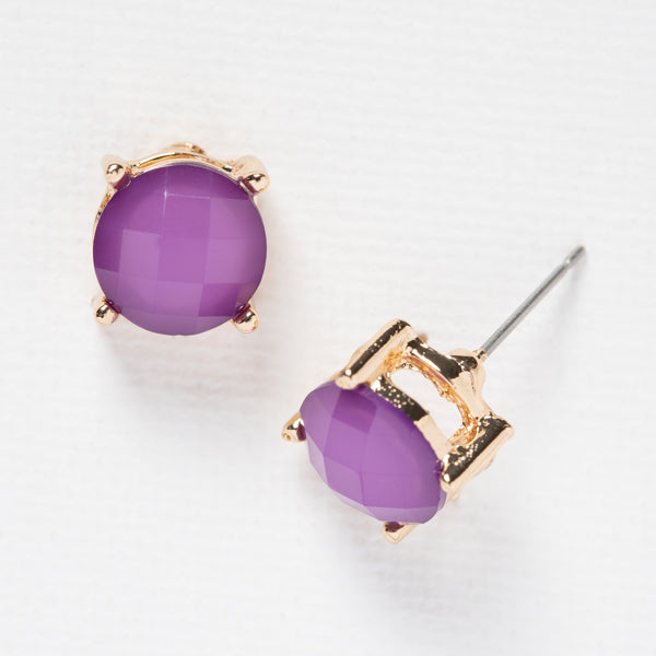 Wisteria Earrings - Ella Lane Dazzling violet colored studs set in gold. 0.25 0.052 oz.