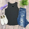 Michelle Mae Tiffany Tank - Black with White Stripes Meet Tiffany! She’ll quickly become one of your favorite and go-to
