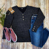 Michelle Mae Brittney Button Sweater - Charcoal - Ella Lane is your new bestie! These sweaters are soft as a cloud, have