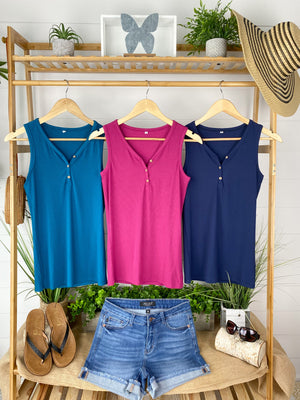 Michelle Mae Addison Henley Tank - Teal - Ella Lane Our is the softest base layering piece you’ll ever feel!