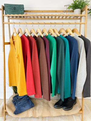 Michelle Mae Harper Long Sleeve Henley - Teal - Ella Lane The perfect long sleeve top! Amazing fabric that is warm