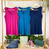 Michelle Mae Addison Henley Tank - Navy - Ella Lane Our is the softest base layering piece you’ll ever feel!