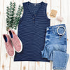 Michelle Mae Addison Henley Tank - Navy w/ White Stripe - Ella Lane Our is the softest base layering piece you’ll ever