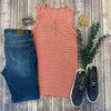 Michelle Mae Addison Henley Tank - Dark Pink w/White Stripes - Ella Lane Our is the softest base layering piece you’ll