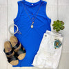 Michelle Mae Addison Henley Tank - Blue - Ella Lane Our is the softest base layering piece you’ll ever feel!